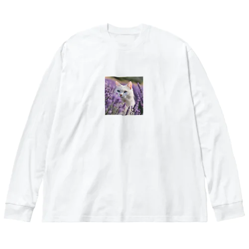 ラベンダー猫 Big Long Sleeve T-Shirt