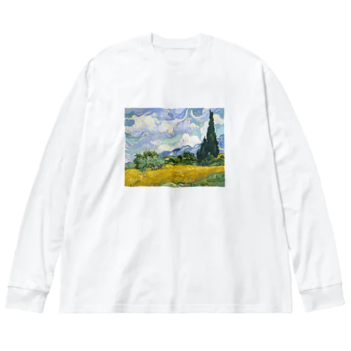 ゴッホ「糸杉のある麦畑」　フィンセント・ファン・ゴッホの絵画【名画】 ビッグシルエットロングスリーブTシャツ