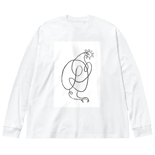 一筆bird_1 ビッグシルエットロングスリーブTシャツ