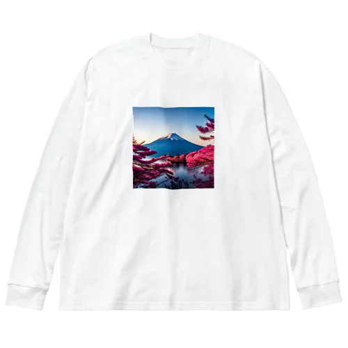 富士山と紅葉、そして湖のグッズ Big Long Sleeve T-Shirt