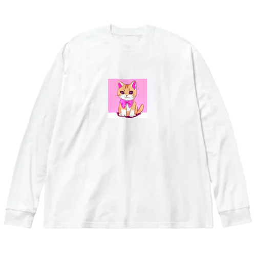 リボン猫ちゃん ビッグシルエットロングスリーブTシャツ