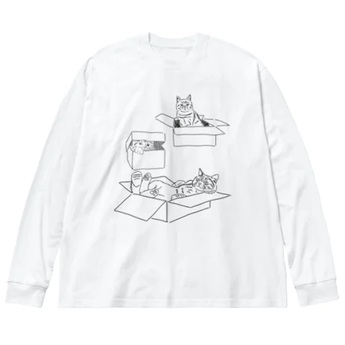 箱の中の猫達 ビッグシルエットロングスリーブTシャツ