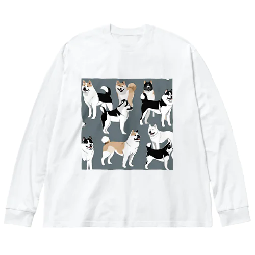 秋田犬２ ビッグシルエットロングスリーブTシャツ