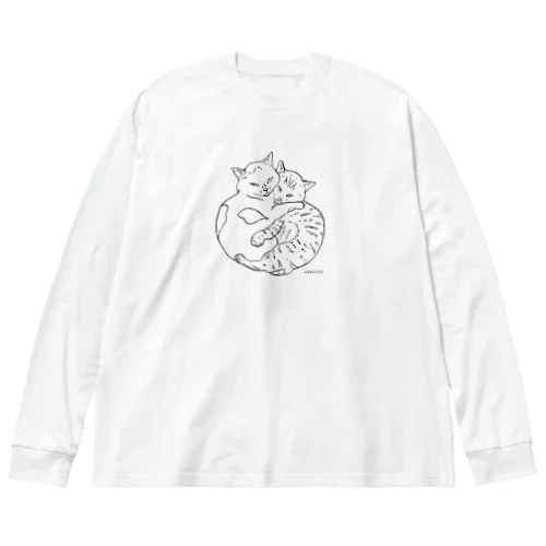 ねこが重なってギュッとしてるのは無条件で可愛いしかない団子のような図　クリアver. Big Long Sleeve T-Shirt