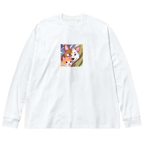 ちょーかわいい犬と猫のイラストグッズ Big Long Sleeve T-Shirt