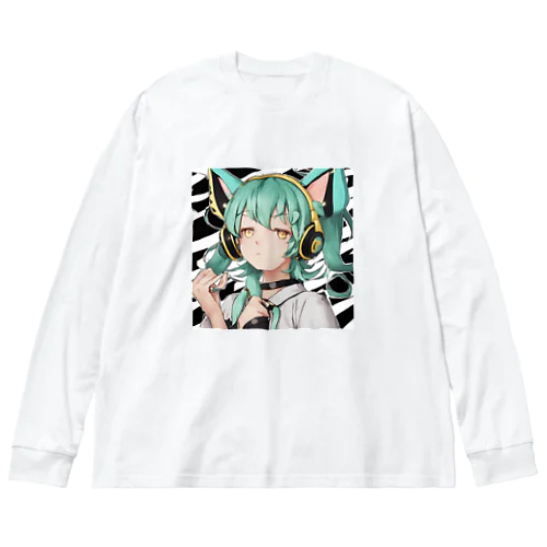 VOCALOID風 猫耳ちゃん ビッグシルエットロングスリーブTシャツ