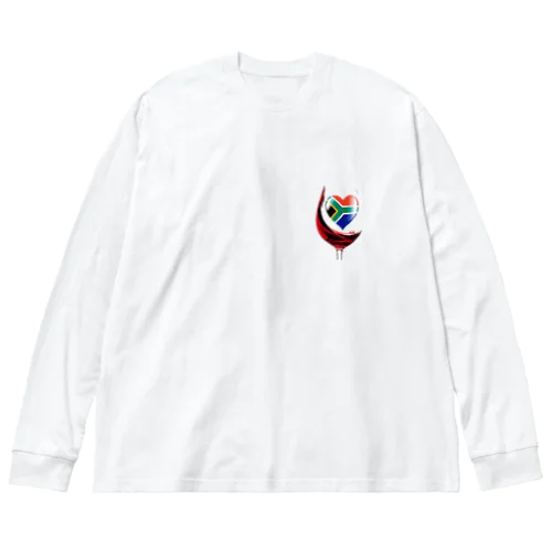 国旗とグラス：南アフリカ（衣類） ビッグシルエットロングスリーブTシャツ
