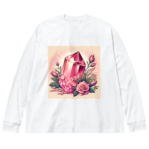 愛の輝き：ローズクォーツとバラ Big Long Sleeve T-Shirt
