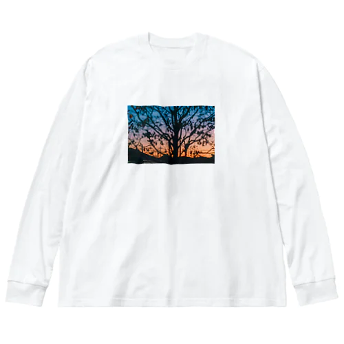 百日紅の夕景 ビッグシルエットロングスリーブTシャツ