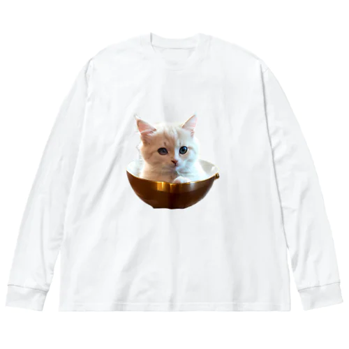 白猫カップイン Big Long Sleeve T-Shirt