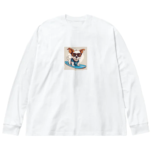 サーフィン犬 ビッグシルエットロングスリーブTシャツ