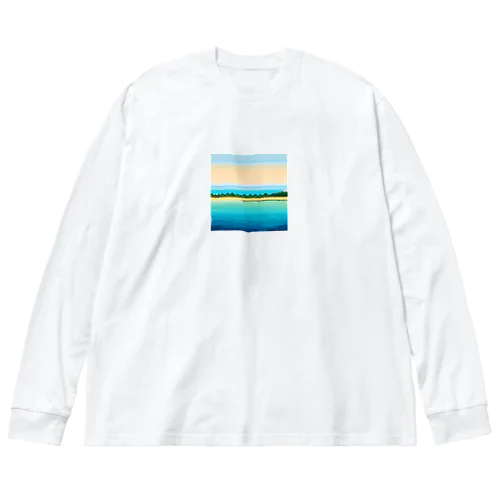 ドット　プーケットの青い海 ビッグシルエットロングスリーブTシャツ