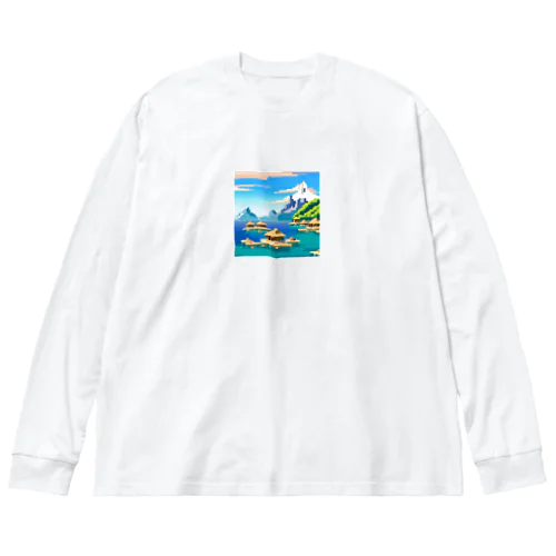 ドット　ボラボラ島のオーバーウォーターバンガロー Big Long Sleeve T-Shirt