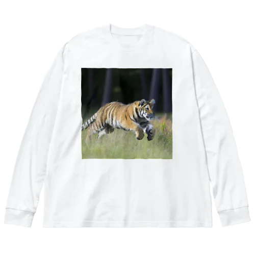 走り回る虎のグッズ Big Long Sleeve T-Shirt