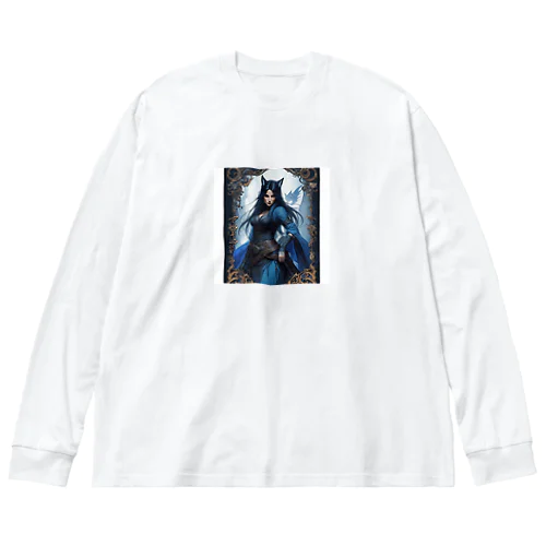 「狐魔女の蒼き炎」 ： "The Azure Flames of the Fox Witch" Big Long Sleeve T-Shirt