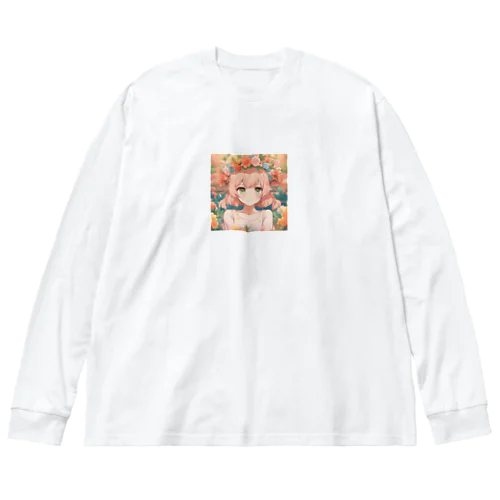  花咲く彼方の美少女のアートコレクションBeauty Amidst Blossoms - Girl's Art Collection Big Long Sleeve T-Shirt