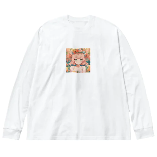  花咲く彼方の美少女のアートコレクションBeauty Amidst Blossoms - Girl's Art Collection ビッグシルエットロングスリーブTシャツ