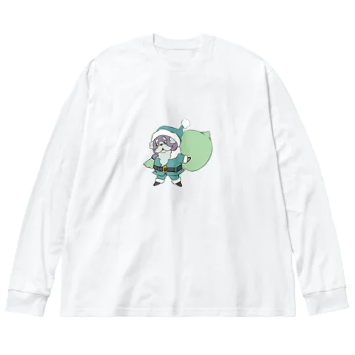 鼻ペチャクリスマス　黒パグ　 Big Long Sleeve T-Shirt