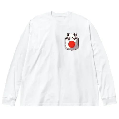 ポケットと動物 ビッグシルエットロングスリーブTシャツ