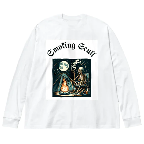 camping smoking skull ビッグシルエットロングスリーブTシャツ