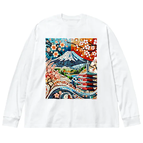 日本の伝統と美しさを象徴するモザイクアート ビッグシルエットロングスリーブTシャツ