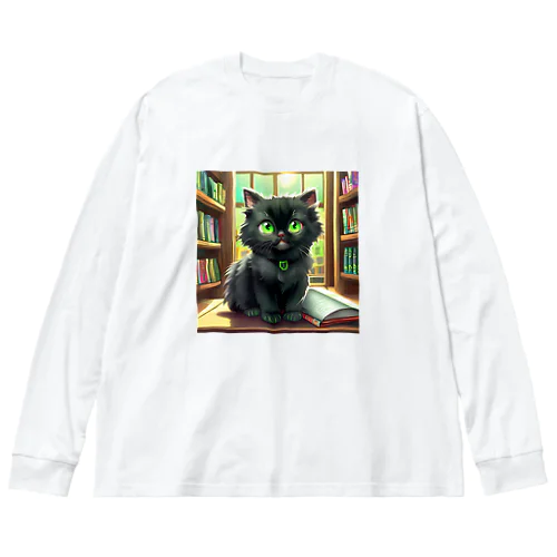 図書室の黒猫01 ビッグシルエットロングスリーブTシャツ