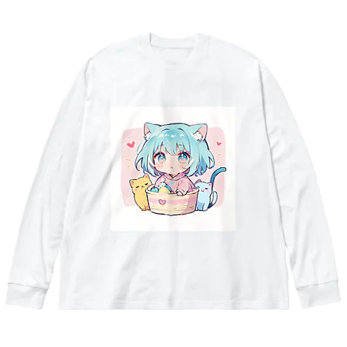 可愛いけもっ娘 ビッグシルエットロングスリーブTシャツ