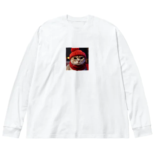 雪の日の猫 Big Long Sleeve T-Shirt