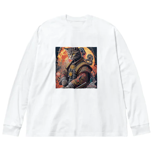 「猫舞う戦士の神響：武神の至高の姿」 Big Long Sleeve T-Shirt