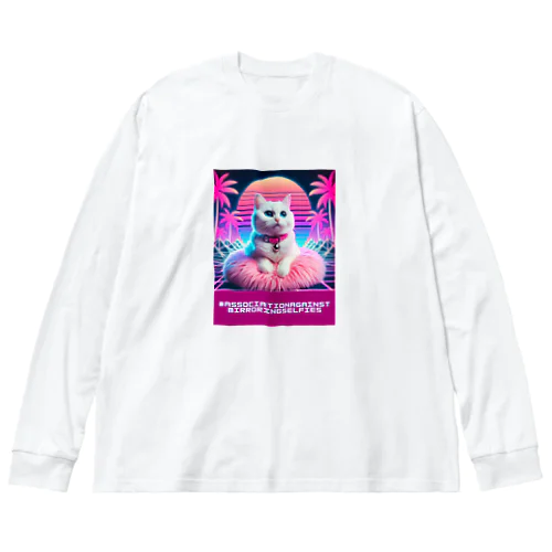 Synthwave_cats ビッグシルエットロングスリーブTシャツ