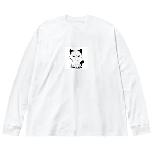 怒ってるネコ ビッグシルエットロングスリーブTシャツ