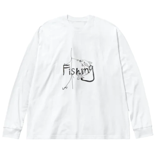 釣り　サビキ釣り　面白い ビッグシルエットロングスリーブTシャツ