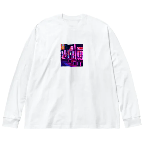 中華的な夜の街並み Big Long Sleeve T-Shirt