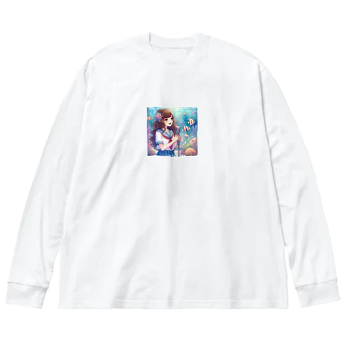 水族館で歌う女性 Big Long Sleeve T-Shirt