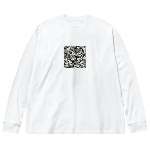 モダン和風シマウマ ビッグシルエットロングスリーブTシャツ