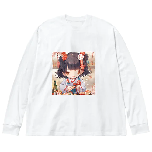 新春の可愛い女の子 ビッグシルエットロングスリーブTシャツ