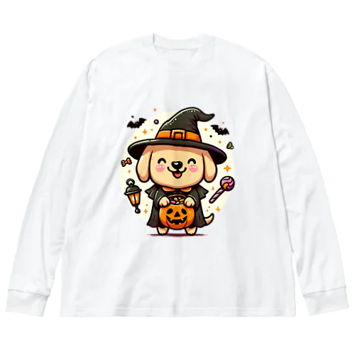 ハロウィンワンコ・ランタンライトアップ ビッグシルエットロングスリーブTシャツ