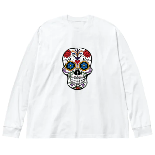 Colorful Skull   カラフル な スカル. はでな 頭蓋骨 ビッグシルエットロングスリーブTシャツ