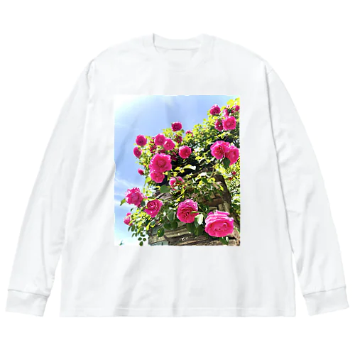 薔薇と青空 ビッグシルエットロングスリーブTシャツ