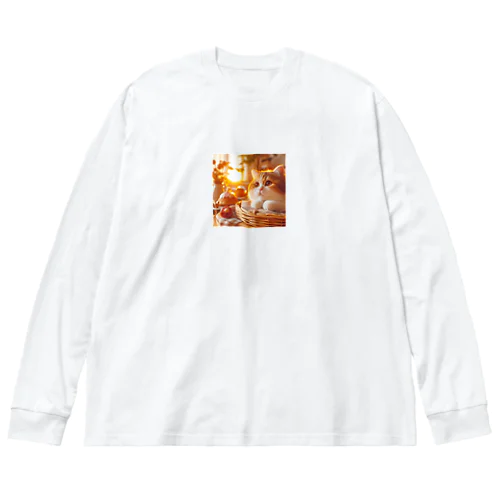 かわいい猫と日の出のイラスト Big Long Sleeve T-Shirt