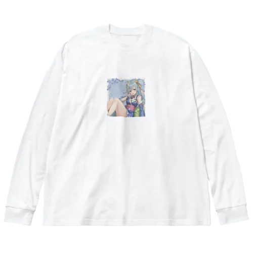 着物の少女 ビッグシルエットロングスリーブTシャツ