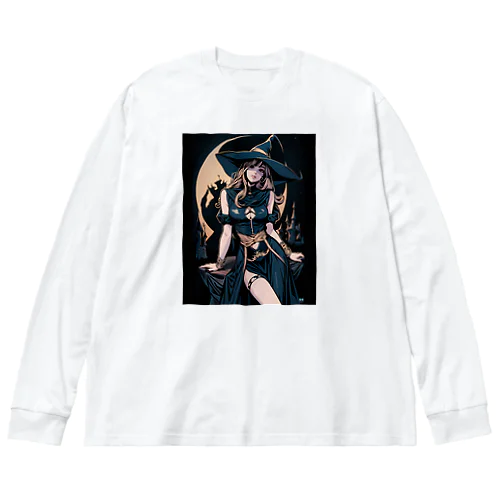 青いマントのブロンド魔女 Big Long Sleeve T-Shirt