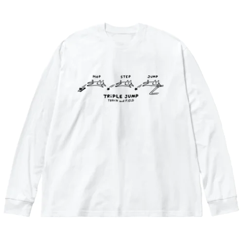 陸上競技　ネコの三段跳び Big Long Sleeve T-Shirt