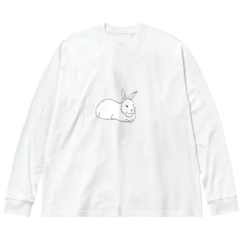 目つきの鋭い白うさぎ ビッグシルエットロングスリーブTシャツ