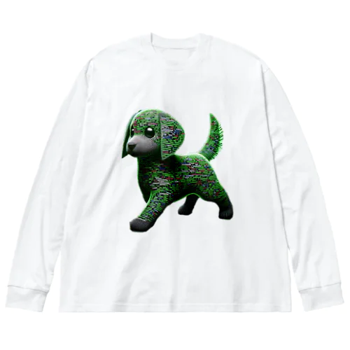 デジタル犬 ビッグシルエットロングスリーブTシャツ