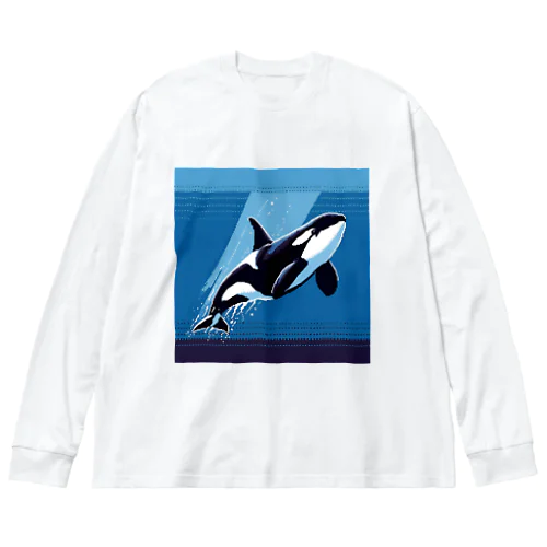 深海の舞 - シャチのピクセルアート Big Long Sleeve T-Shirt