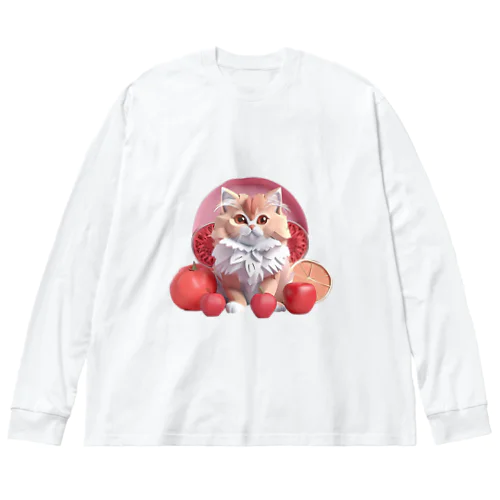 果物と子猫 ビッグシルエットロングスリーブTシャツ