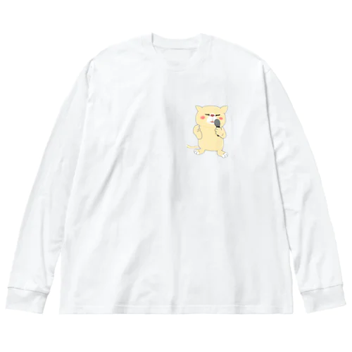 歌うネコ(帽子無) ビッグシルエットロングスリーブTシャツ