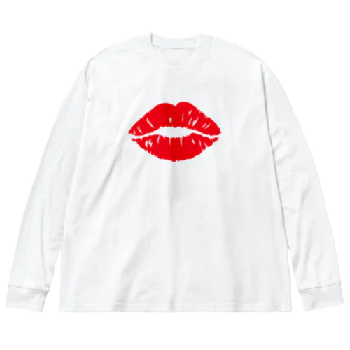 キスマーク kiss 唇デザイン レッド ビッグシルエットロングスリーブTシャツ