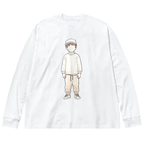 帽子をかぶった少年 Big Long Sleeve T-Shirt